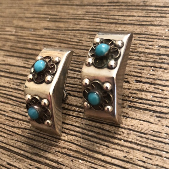 Vintage Mexico Sterling Silver Clip Earrings Boho - Picture 6 of 16